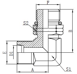 Kyynärpää Mies säädettävä Stud-piirustus
