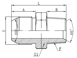 JIS NPT-sovittimen piirustukseen