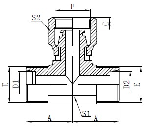 Metrinen naarasletkun piirustus
